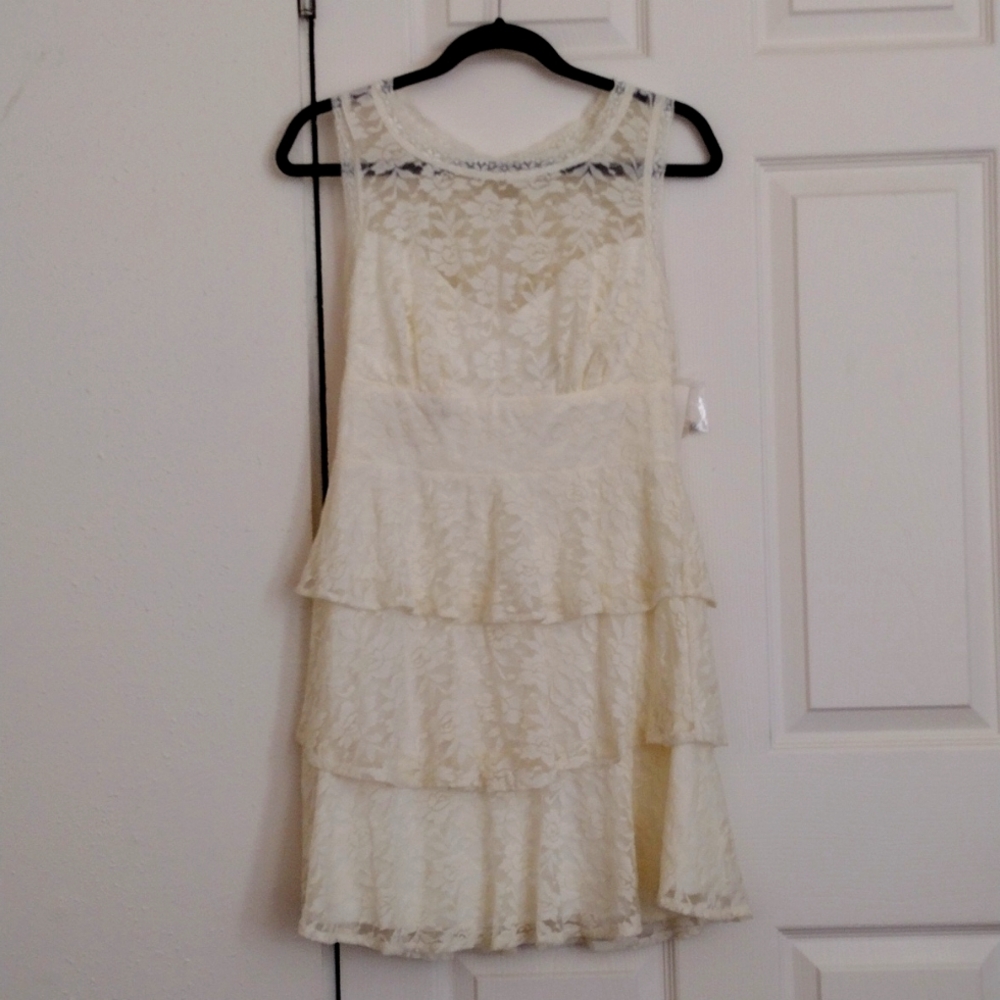 NWT B. Smart Natural Colored Layered Sleeveless Dress Sz 13/14